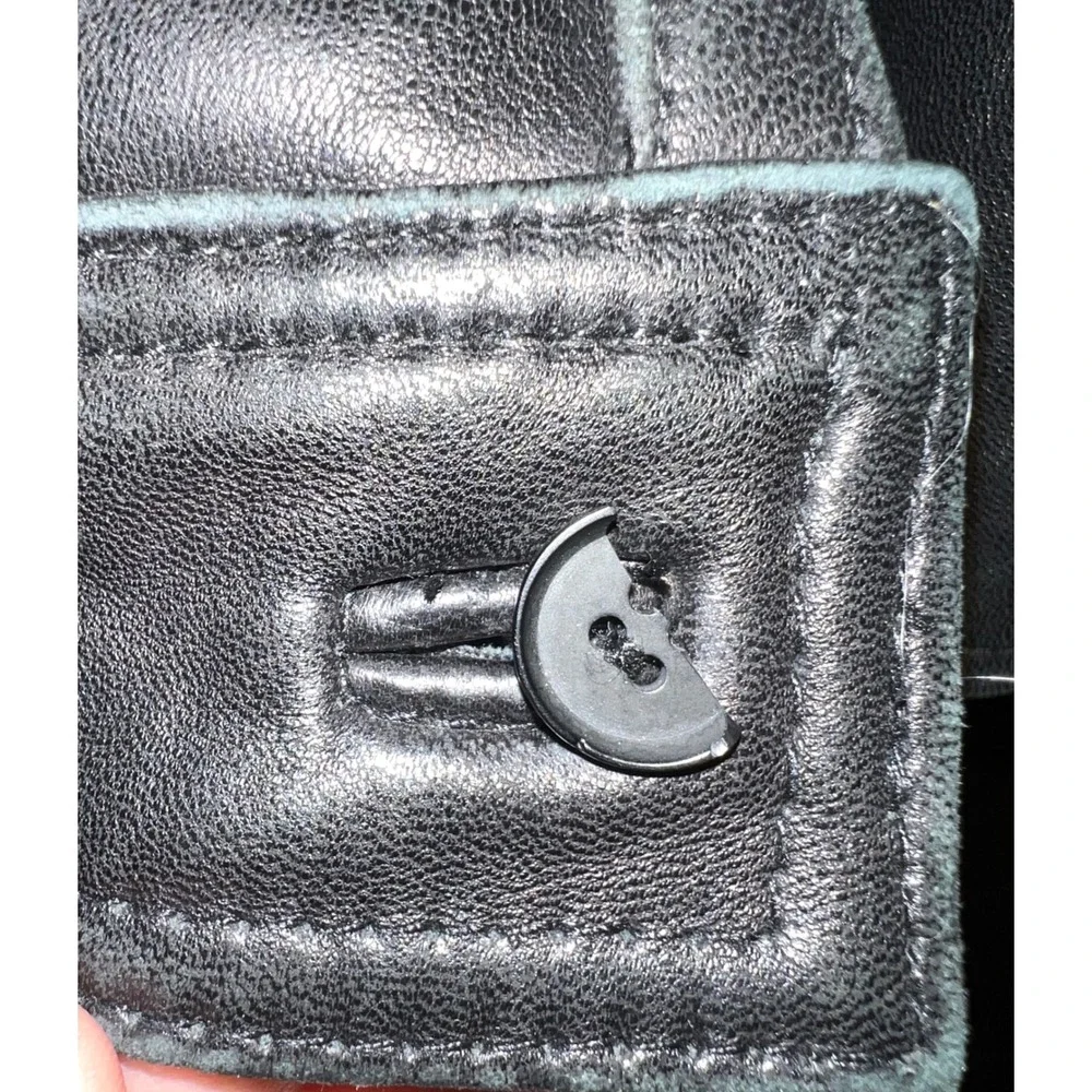 Calvin Klein Mens Black Leather Full‎ Zip Jacket Size Large Point Collar